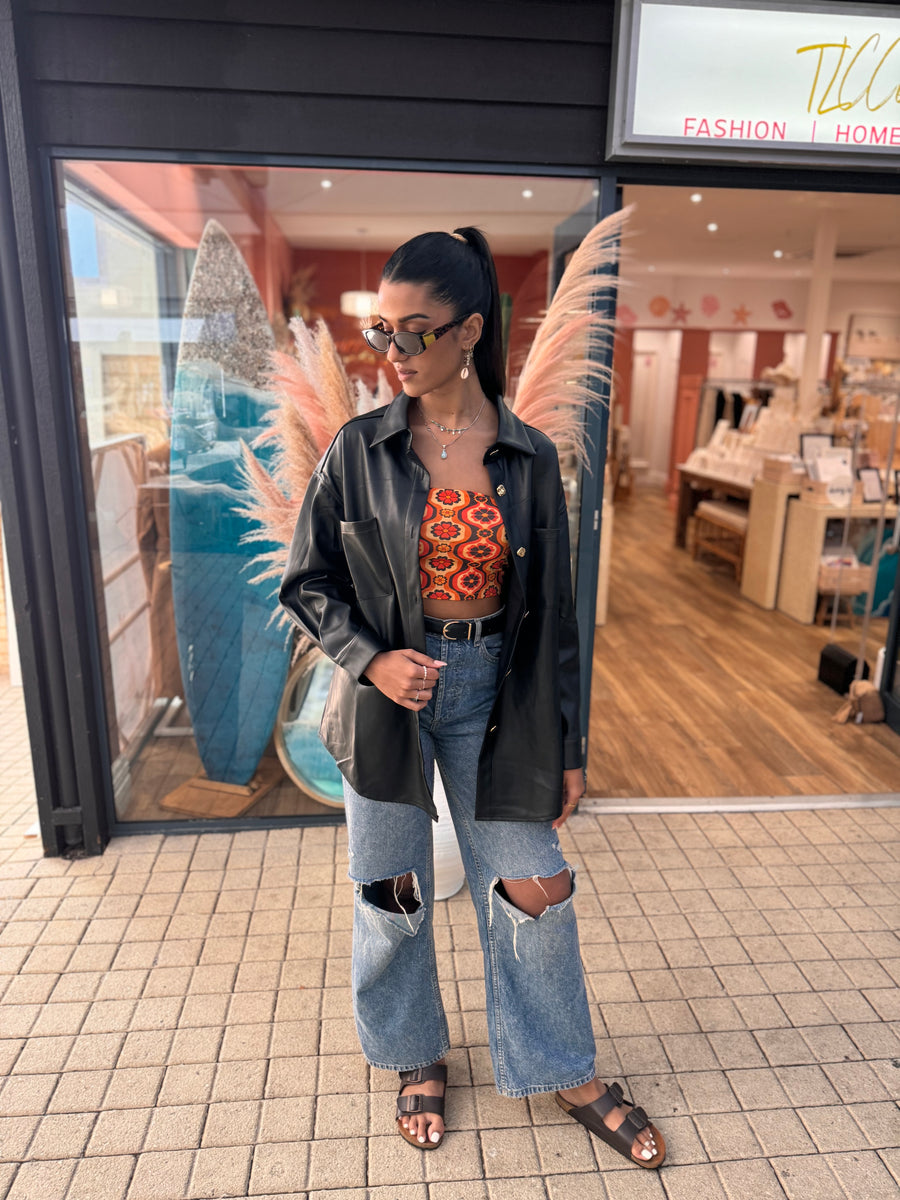 Vegan leather shacket