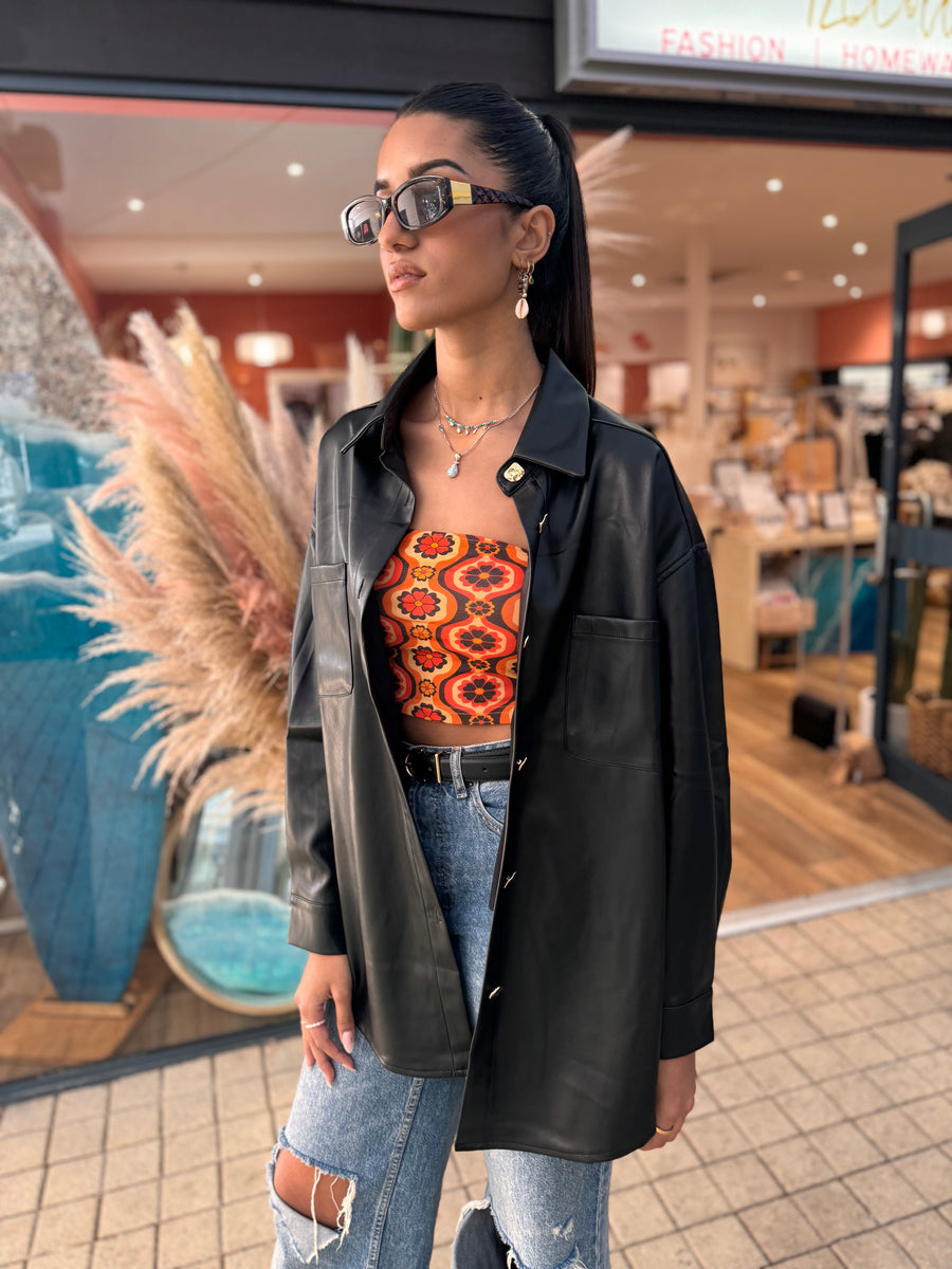 Vegan leather shacket