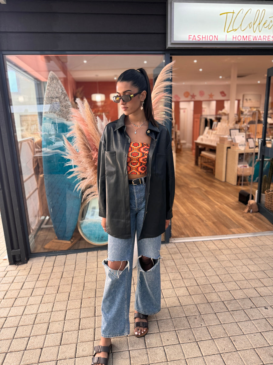 Vegan leather shacket