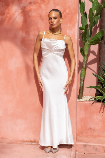 Lani satin dress-white