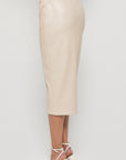 aux Leather Midi Skirt with Side Pleated Details