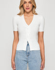 Knit Top with Front Plait Detail- White